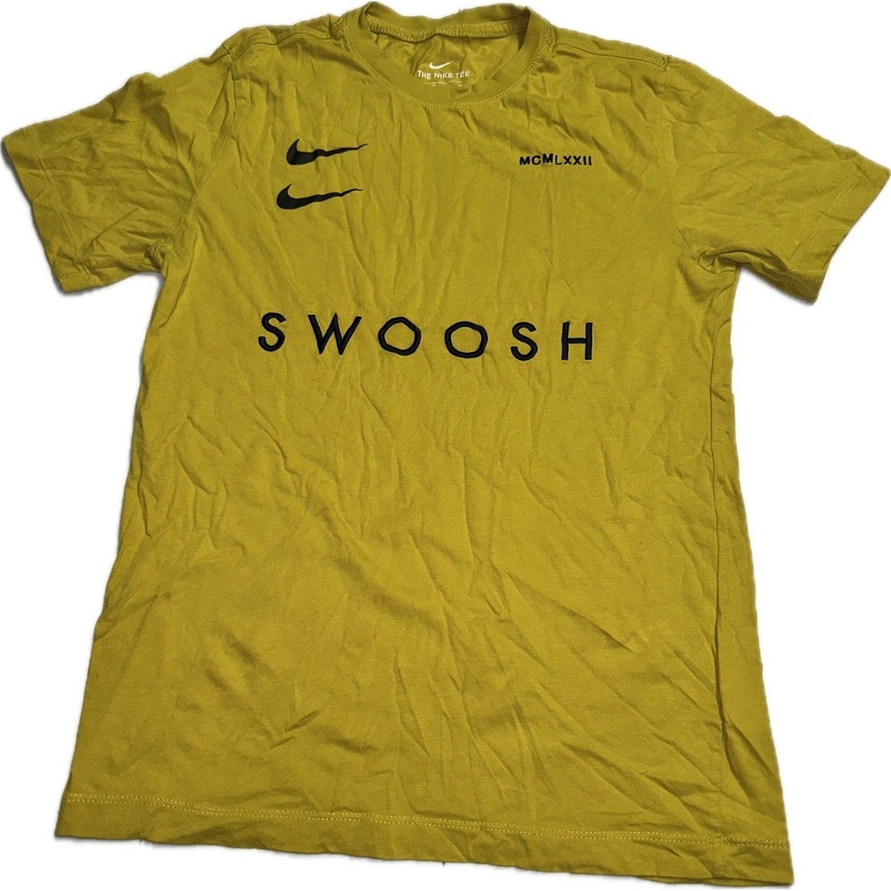Nike Double Swoosh Tee‎ MCMLXXII Yellow Mustard T-Shirt Size Small